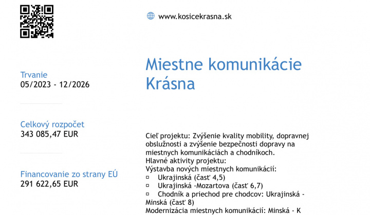 1. fotografia fotogalérie Projekty / Projekt - Miestne komunikácie Krásna - foto