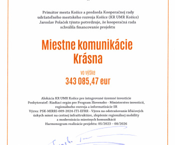 Projekty / Projekt Miestne komunikácie Krásna - foto