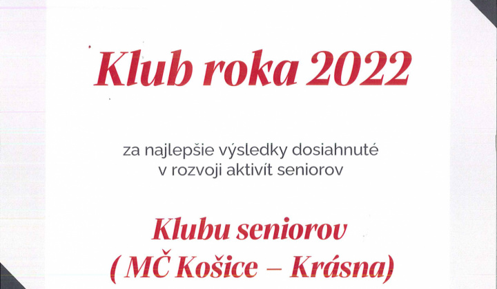 1. fotografia fotogalérie Klub seniorov Krásna / Klub roka 2022 - foto