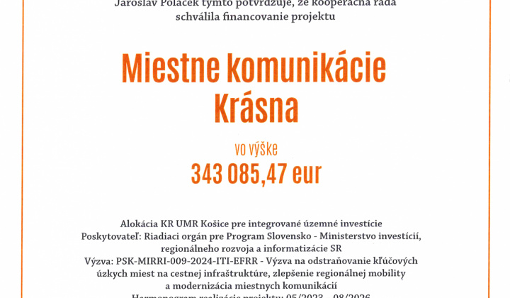 1. fotografia fotogalérie Projekty / Projekty Miestne komunikácie Krásna pokračujú - foto