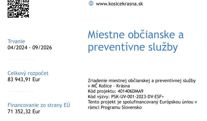 Fotka - Zriadenie miestnej občianskej a preventívnej služby v MČ Košice-Krásna