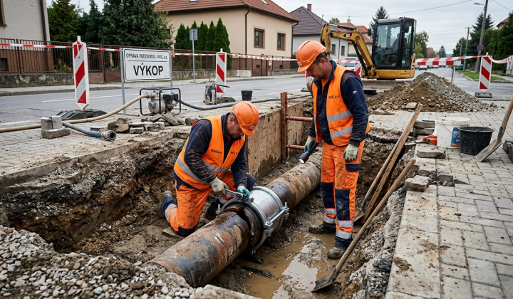 Fotka - Oprava vodovodného potrubia - ulica Benediktínska
