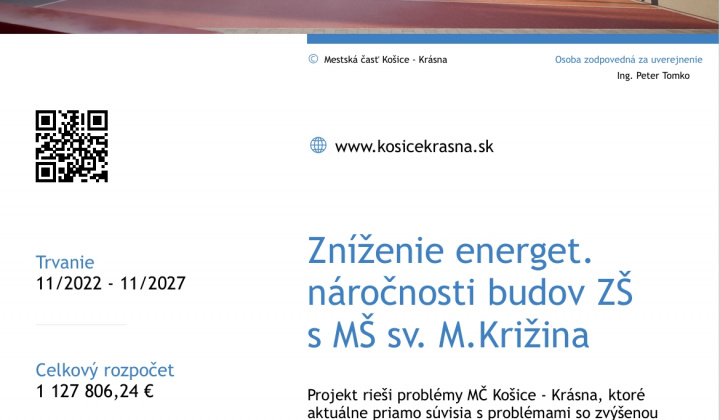 Fotka - Projekt Zníženie energetickej náročnosti budov ZŠ s MŠ sv. M. Križina 