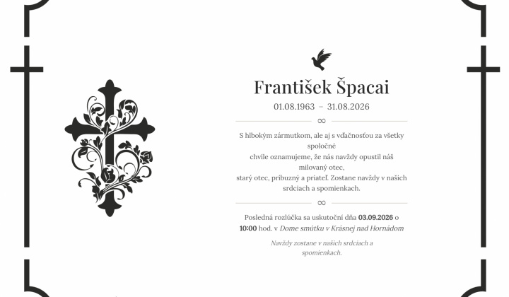 Fotka - Smútočné oznámenie - František Špacai