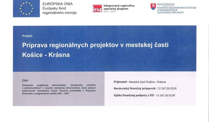 Príprava regionálnych projektov v mestskej časti Košice - Krásna, 302071CRD3- zabezpečenie publicity 